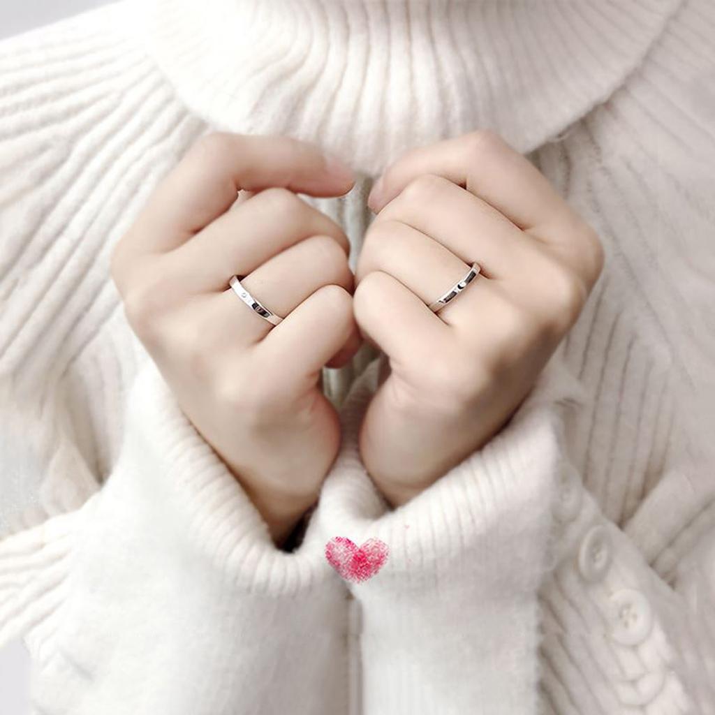 2x Niche Design Moon and for Sun Open Rings Engagement Wedding Ring for Women Lo