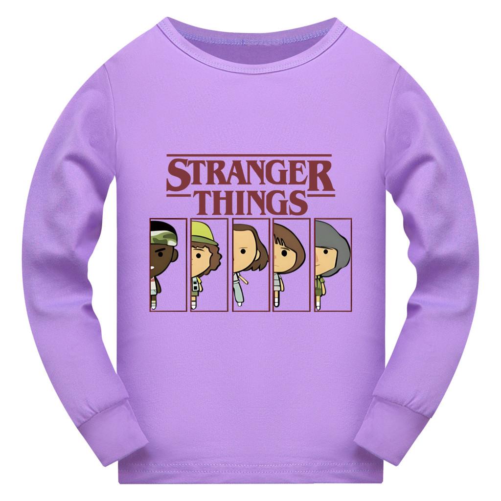 5248 Kids Boys Girls Stranger Print Long Sleeves T-Shirt