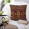 Goldene Ägyptische Sphinx Auf Rotes Leder Quadratische Kissenhülle Kissenbezug Kissen Reißverschluss Dekorative Zierkissen für Zuhause Schlafzimmer
