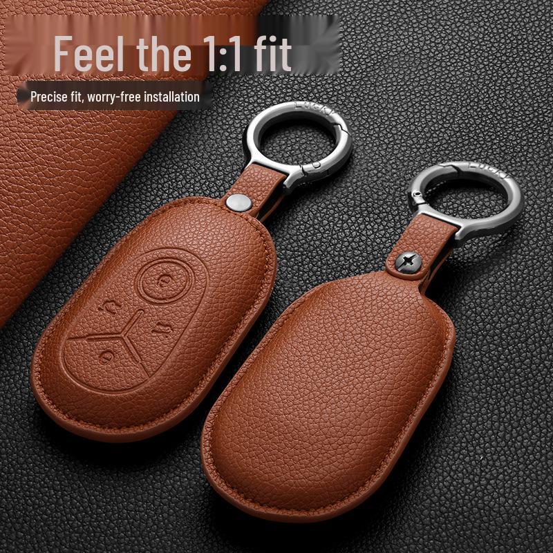 Geely Genuine Leather Key Case for Xingyue, Boyue, Galaxy, Xingyuan, Emgrand, Xingrui, Bin Yue, ICON, Bin Rui, with Buckle