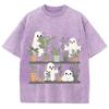 Cartoon Cute Ghost Print Women's T-Shirt Loose Wash Fashion Short Sleeve Summer Comfortable Cute Funny Style Top