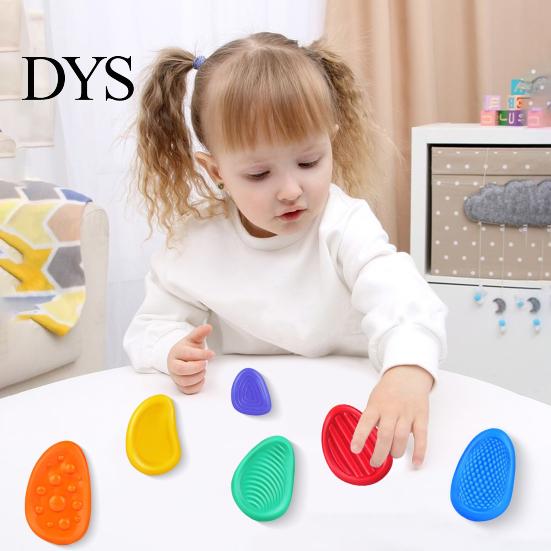 Sensory Stone Kit 6Pcs/Set Kids Silicone Toy Textured Worry Stress Relief Tool Concentration Aid Anxiety Relieving Fidget