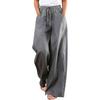 Women's casual wide-leg pants elastic waist lace-up trousers