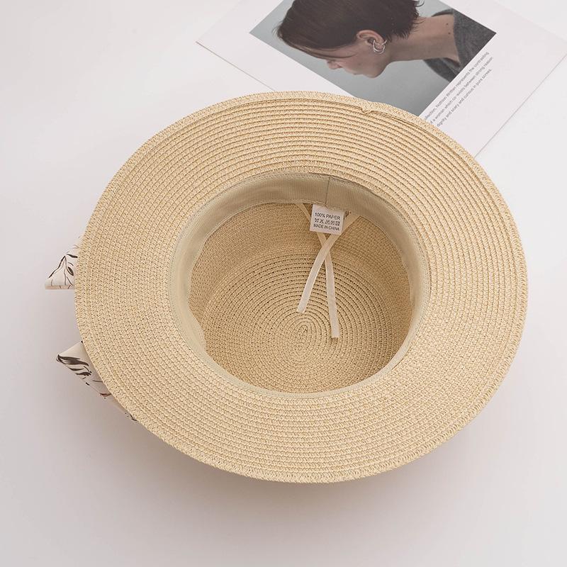 Bowknot Sun Hat Wide Brim Casual Sun Protection Straw Hats Stylish Breathable Panama Hat for Women