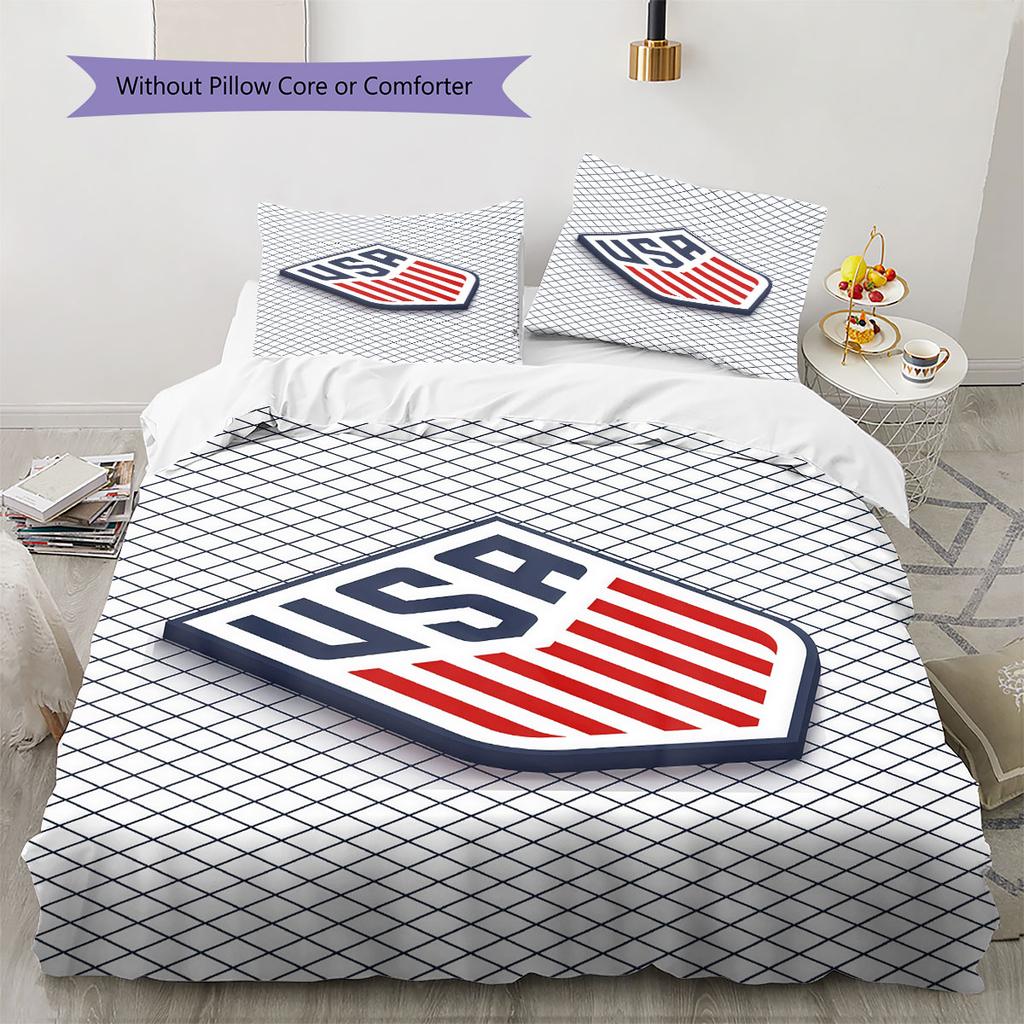 USA National Football Logo Pattern Bedding Home Decoration Birthday Gift (1 * Duvet Cover + 2 * Pillowcase, Without Core),fan Merchandise.