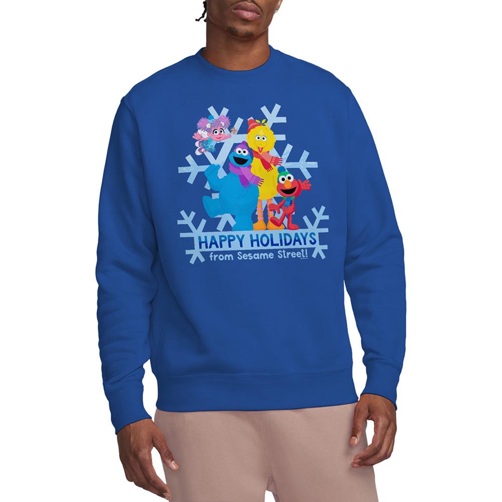 Sesame Street Unisex Adult Happy Holidays Characters Sweatshirt