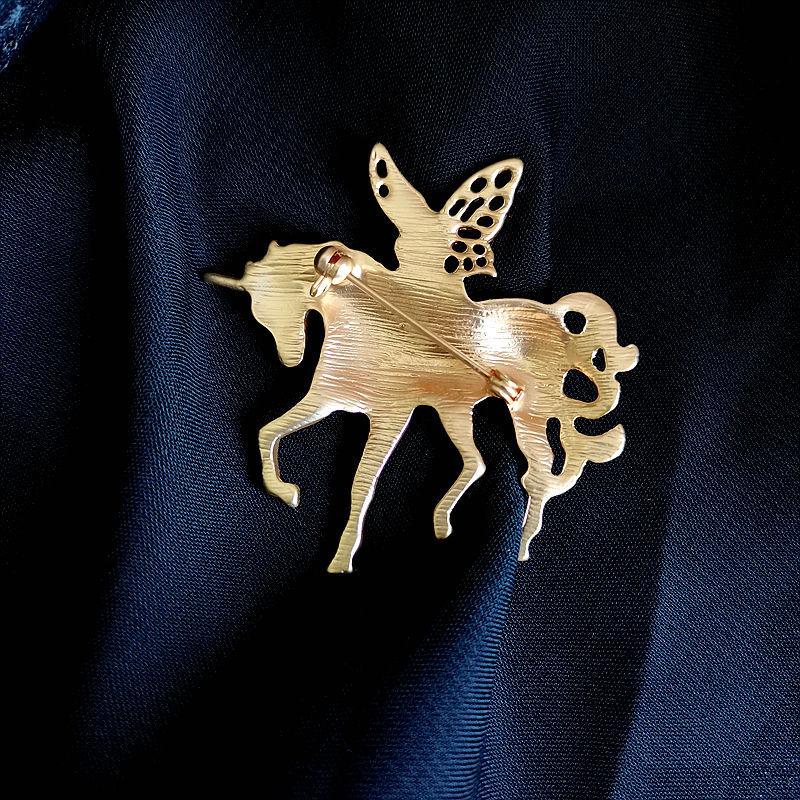 Creative Baroque Angel Pony Horse Brooch Pin Badge Clothing Suit Corsage Women High-End Brooch Jewelry Accessories Gift