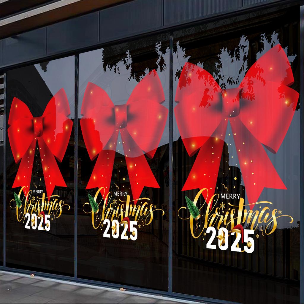 Christmas Decoration Bell Window Static Bow Sticker