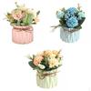 3 Pieces Mini Artificial Flower Simulation Hydrangea Plant Ceramic Vase