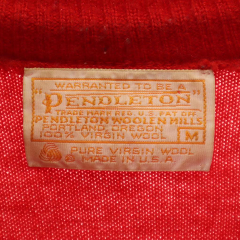 PENDLETON 70s Made In USA Vintage Long Sleeve Knit M Red Sweater Women Used