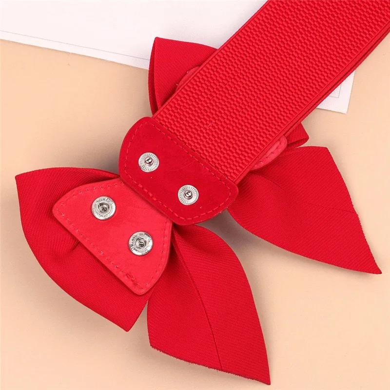 Practical Bow Waistband Elastic Wide Stretch Waist Belt for Girls Clothes Accessories Lady Dress