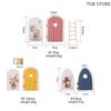 1Set Exquisite Wooden Character Stickers Arch Openable Door Toys Gift Montessori Fairy Door Kit Cute Pretend Play