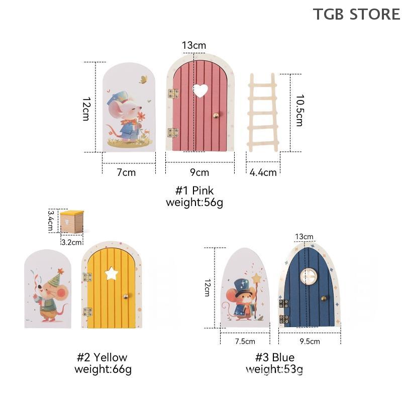 1Set Exquisite Wooden Character Stickers Arch Openable Door Toys Gift Montessori Fairy Door Kit Cute Pretend Play