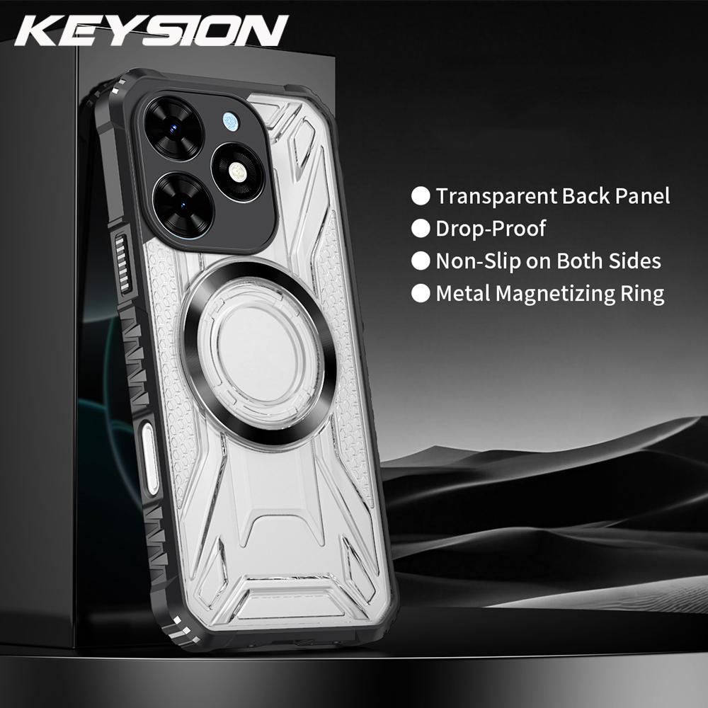 

KEYSION Transparent Magnetic Case for Infinix Smart 8 Heavy Duty Shockproof Phone Back Cover for Infinix Hot 40i 40 Pro for Infinix Hot 40 Pro чёрный