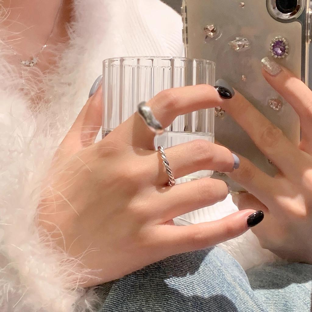 Retro Do Old Watch Chain Opening Ring Twist Index Finger Ring Female Simple Street Fashion Niche Finger Ring Finger Rings Geometric Party Jewelry