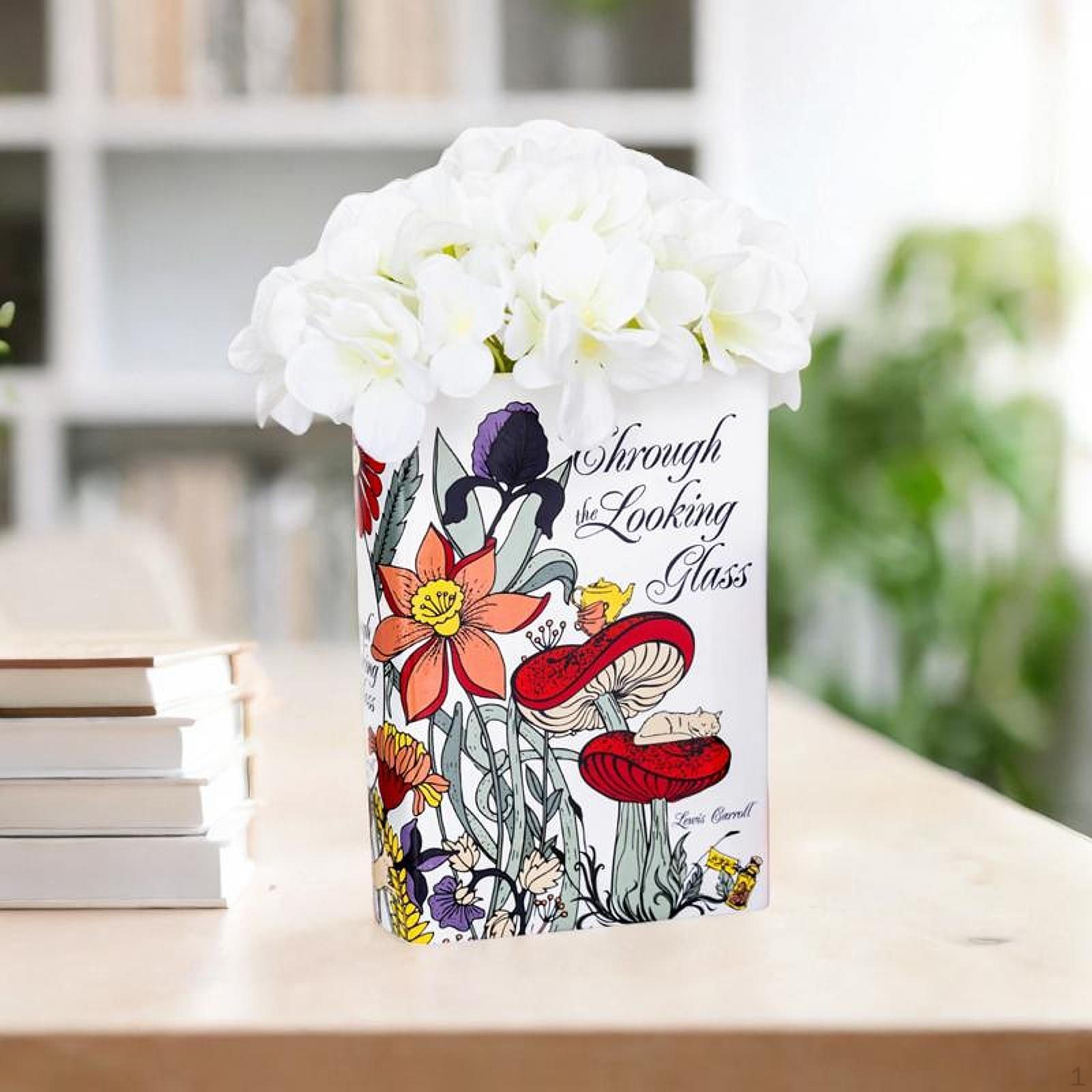 

Керамічна книжкова ваза для квітів, сучасна скульптура для спальні, телевізора, вітальні білий