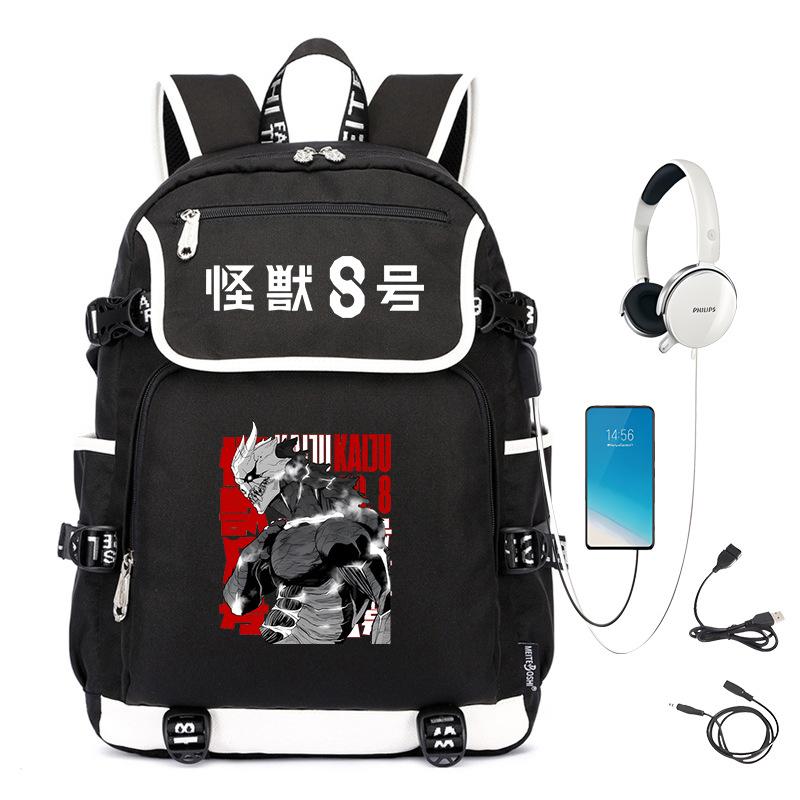 Monster No. 8 Peripheral Personalized Printed Backpack with USB Interface Cross-border Korean Edition Student Leisure School Bag