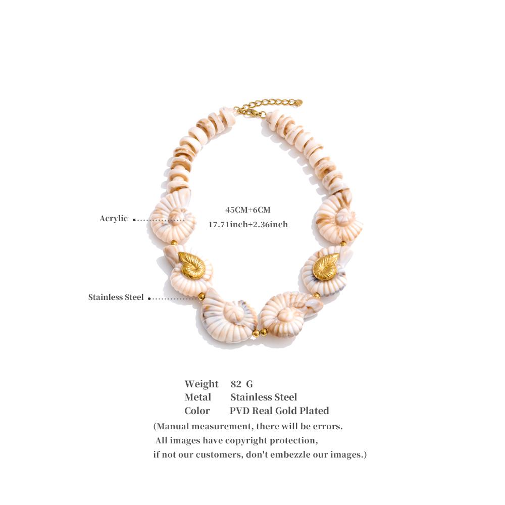 Eetit Ocean Style Resin Acrylic Conch Chain Necklace Summer Handmade Jewellery Stainless Steel Arrivals Fashion Jewelry