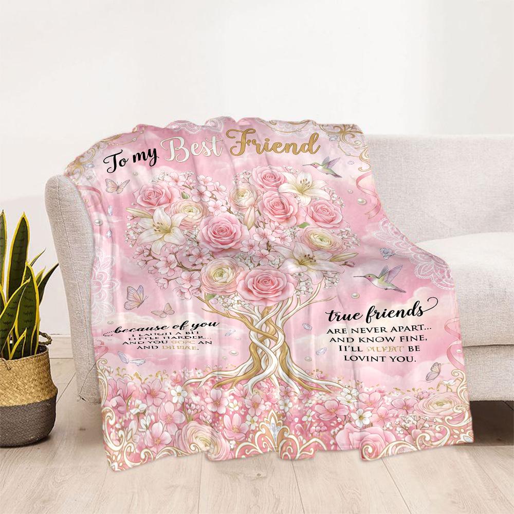Friendship Poem Blanket Blanket Comfortable Great for Chair Seaside Livingroom Four Seasons Multipurpose Modern