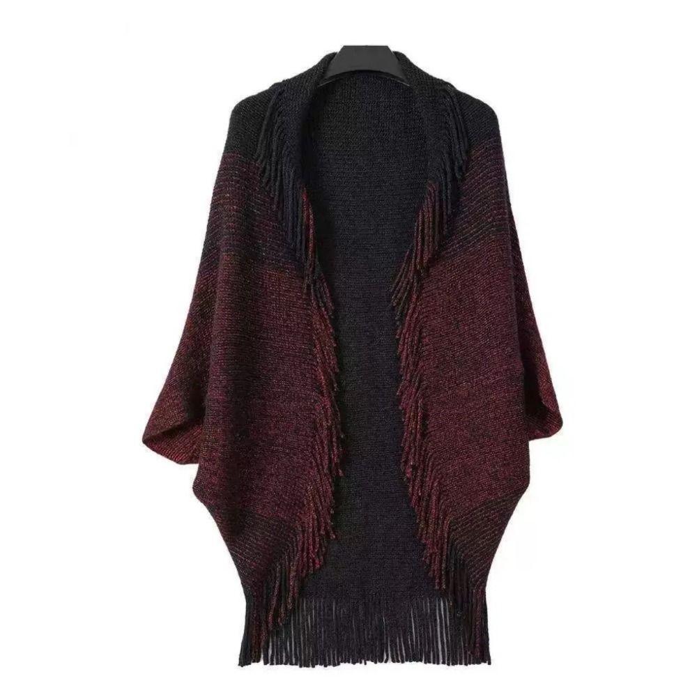 Stripe Knitted Shawl Bohemian Wraps Scarf Coat Luxury Cloak Scarves  For Women