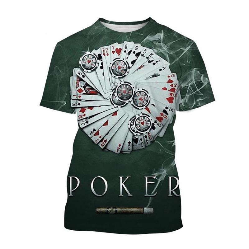 Retro 3D Tisk Kostky Poker Tričko Pro Muže Kreativní Cool Letní Krátkorukávová Trička Osobnost Streetwear Tričko Topy Oblečení