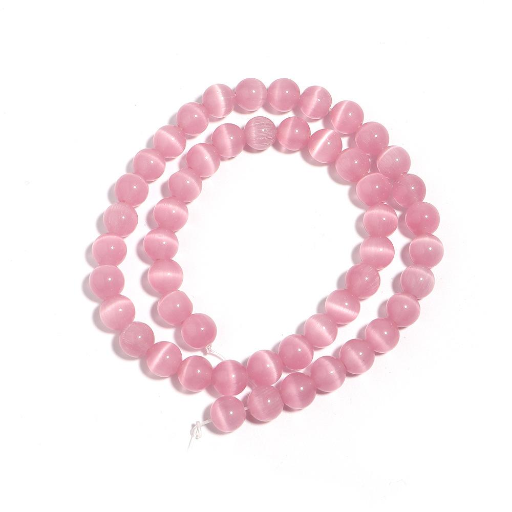 Cute Pink Opal Loose Stone Round Beads for Jewelry Making DIY Charm Without Piercing Bracelet 15'' Strand