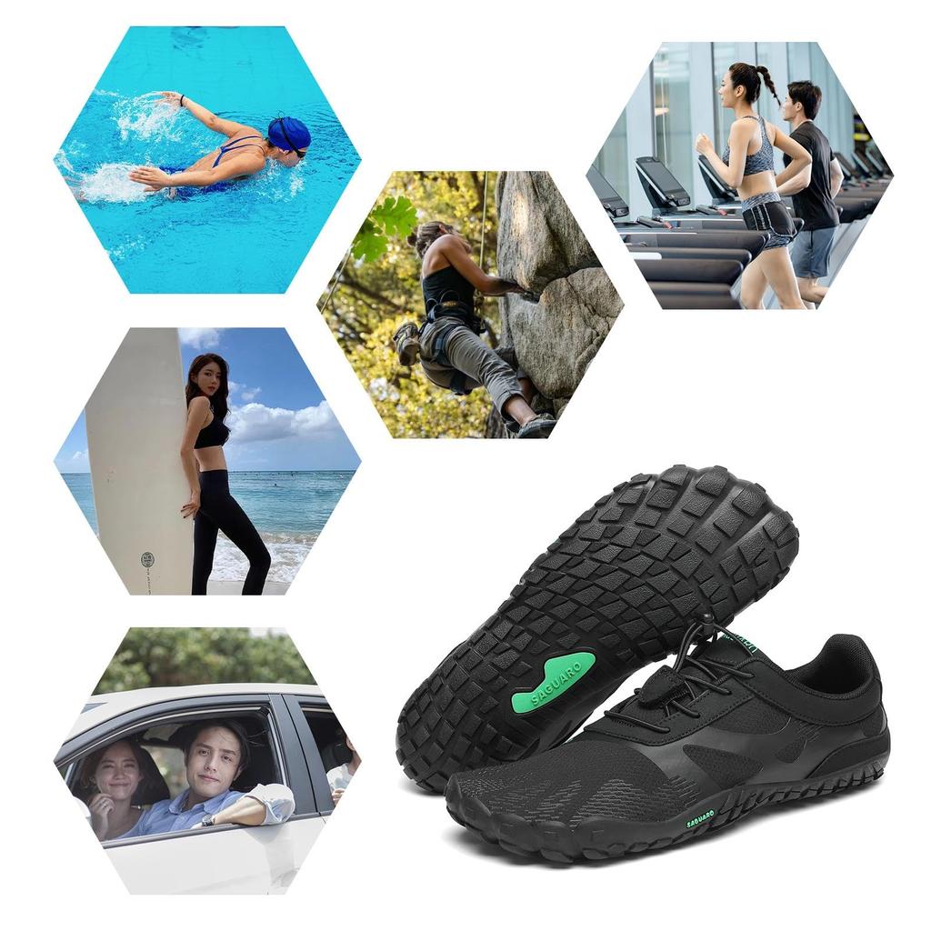 SAGUARO Barefoot Fitness Shoes, Gym Training Shoes, Men's and Women's, Size 26.0 Cm, Black - 054