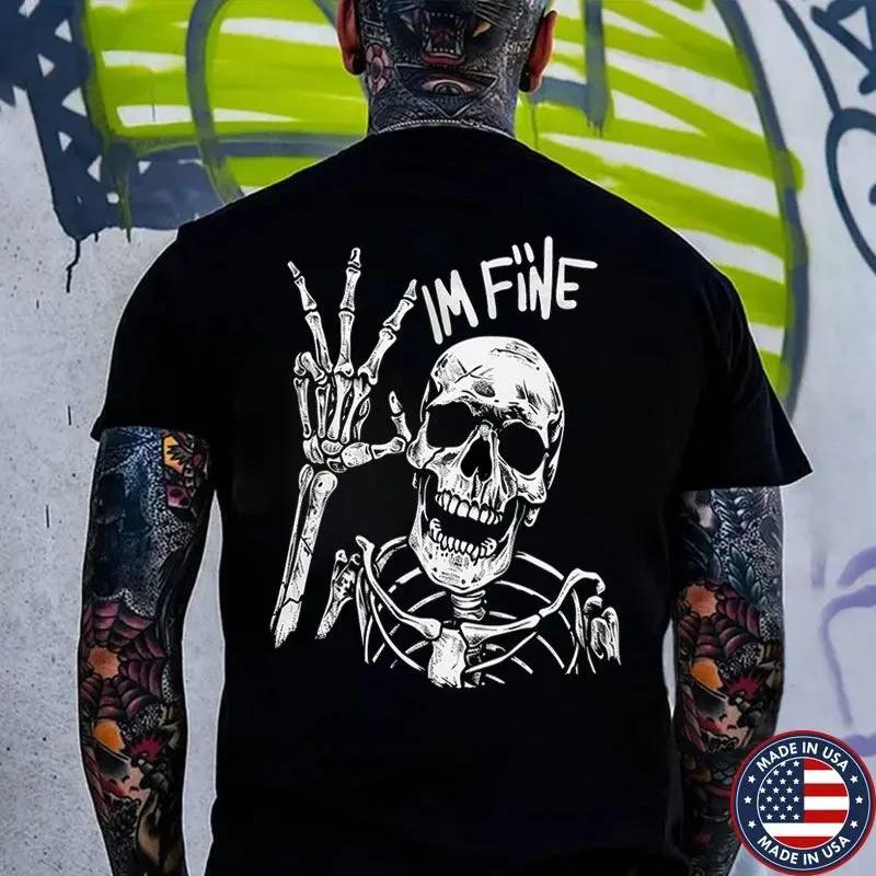 I M FINE Skeleton Print Men s Unisex T-Shirt XXXXL