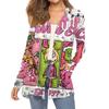 Women's Fashion Christmas Print Long-Sleeved Pocketed Slim-Fit Cardigan Coat