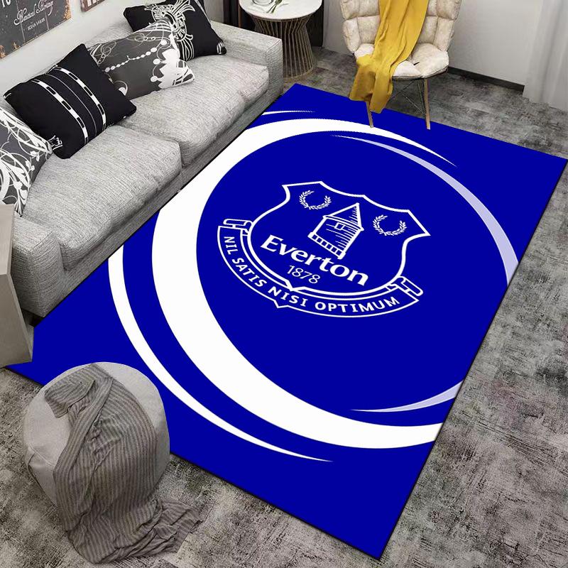 Blue Carpet with Everton Logo and Nil Satis Nisi Optimum Text Suitable for use as an anti-slip for living room bedroom sofas
