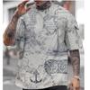Vintage Nautical Graphic T-Shirt For Men Ship Map 3D Printed Tees Summer Casual Oversized Round Neck Tops T Shirts Short Sleeves