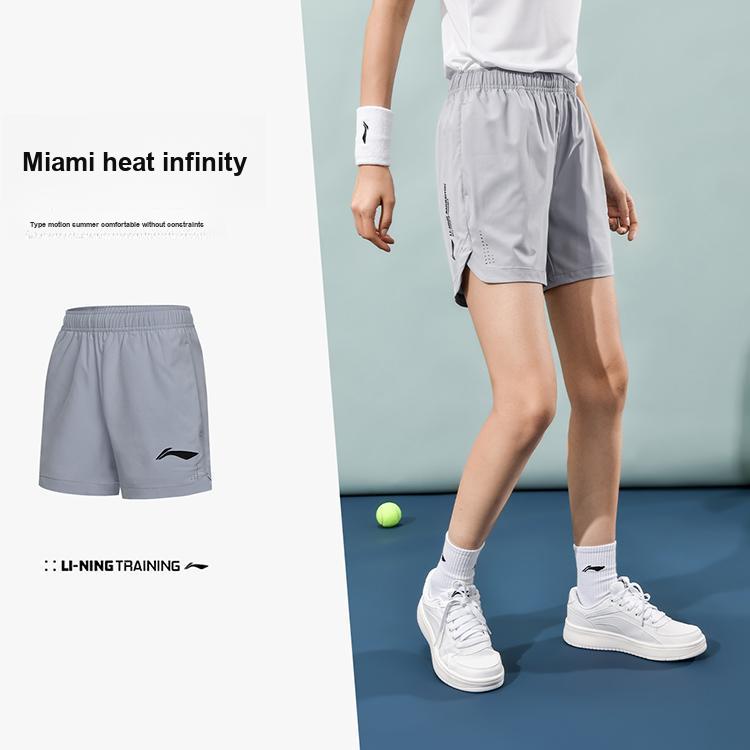 Li Ning Badminton Series Breathable Lightweight Casual Shorts Women Shorts Gray AAPU170-2