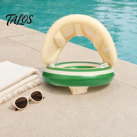 Baby-Schwimmring mit Baldachin, Aufblasbarer gestreifter Pool-Schwimmring für Kleinkinder Jungen Mädchen, UV-Sonnenschutz-Schwimmring mit Sicherheitsitz, Griff