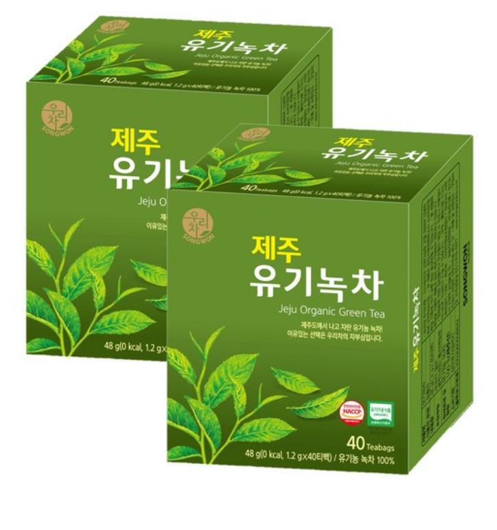 Wooricha Jeju Organic Green Tea 40 Tea Bags — Premium Korean Green Tea