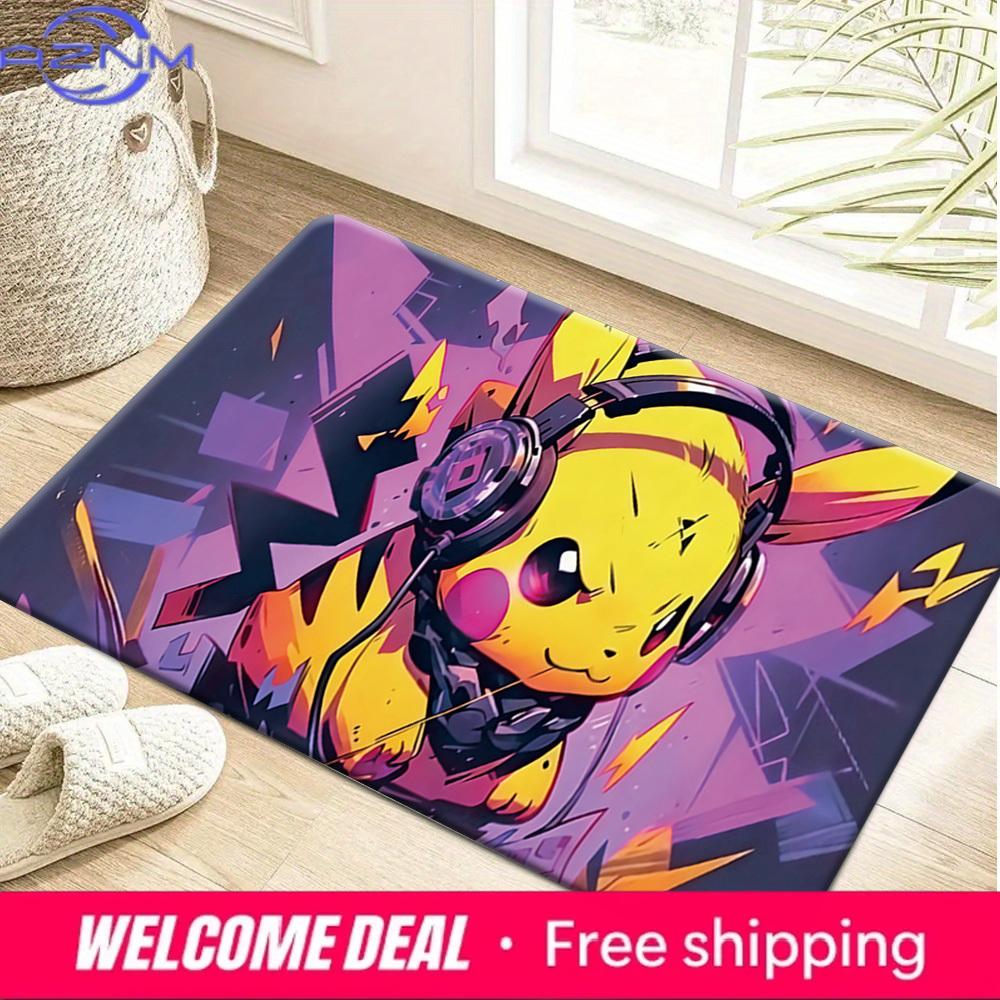 Pokemon DJ Pikachu Purple Graffiti Style Non-slip Doormat, Soft Absorbent Floor Rug for Home Decor 40x60cm