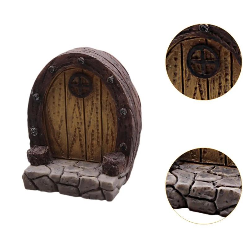3pcs Miniature Resin Fairy Garden Door Mini Fairy Door and Windows for Trees Tree Stump Decor Ornaments Fairy House Fairies Door Kit Decoration
