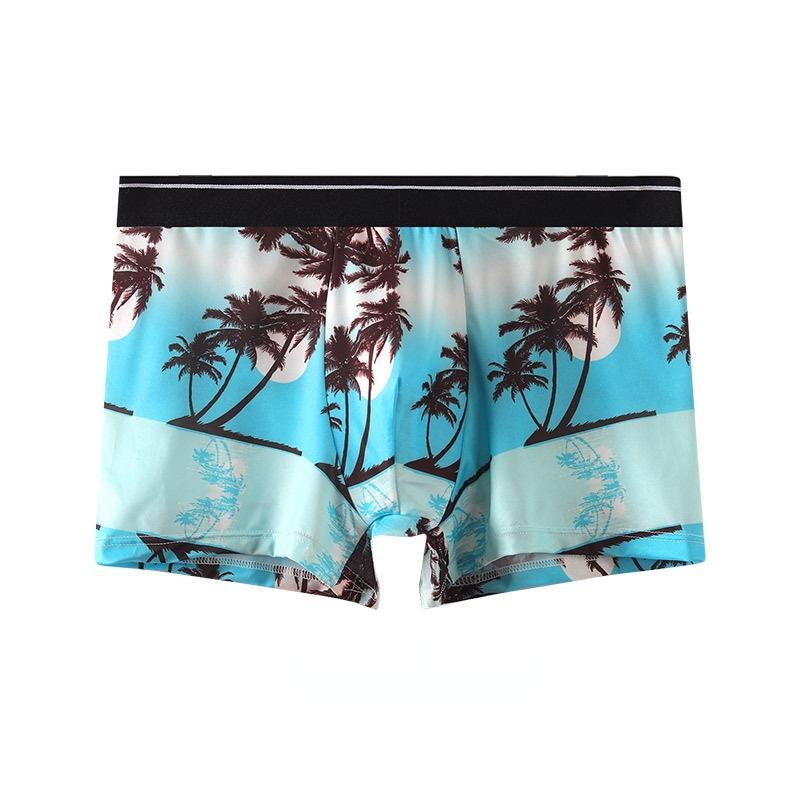 

Мужские трусики из ледяного шелка, мужские шорты-боксеры, летние тонкие дышащие трусы с принтом, мужские трусы XL зелёный