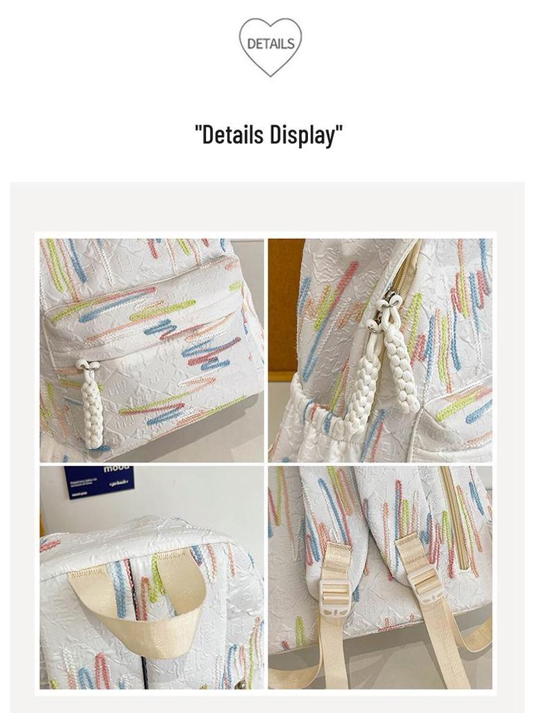 High-value Soft Girl Japanese-Style Cute Striped Backpack for Students, Large Capacity and Versatile.
