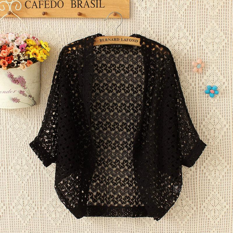 

Солнцезащитный кардиган из полого кружева со свободными бретелями, куртка с кондиционером, тонкая женская одежда на весну и осень one size чёрный