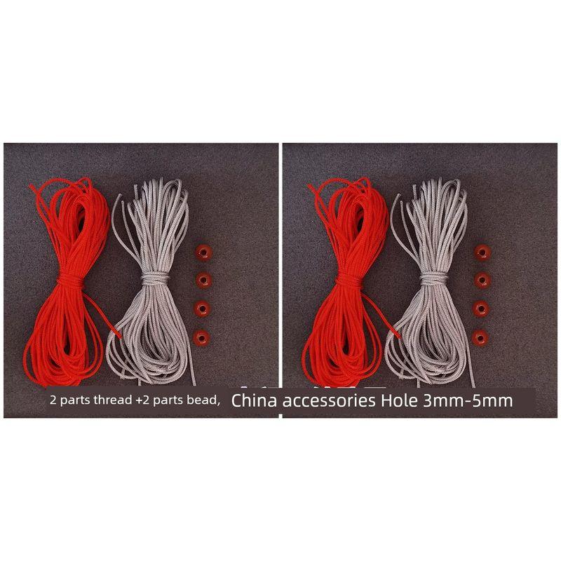 

S925 Silver Lucky Beads Six Words Mantra Black Gray Carrying Strap Braided Hair Men and Women Couple DIY Self-Woven Materials [Self-made] 2 Red gray lines without silver beads