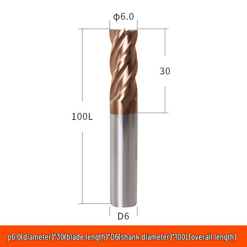 Taiwan 60° Tungsten Carbide 4-Flute Coated End Mill for Steel CNC Machining