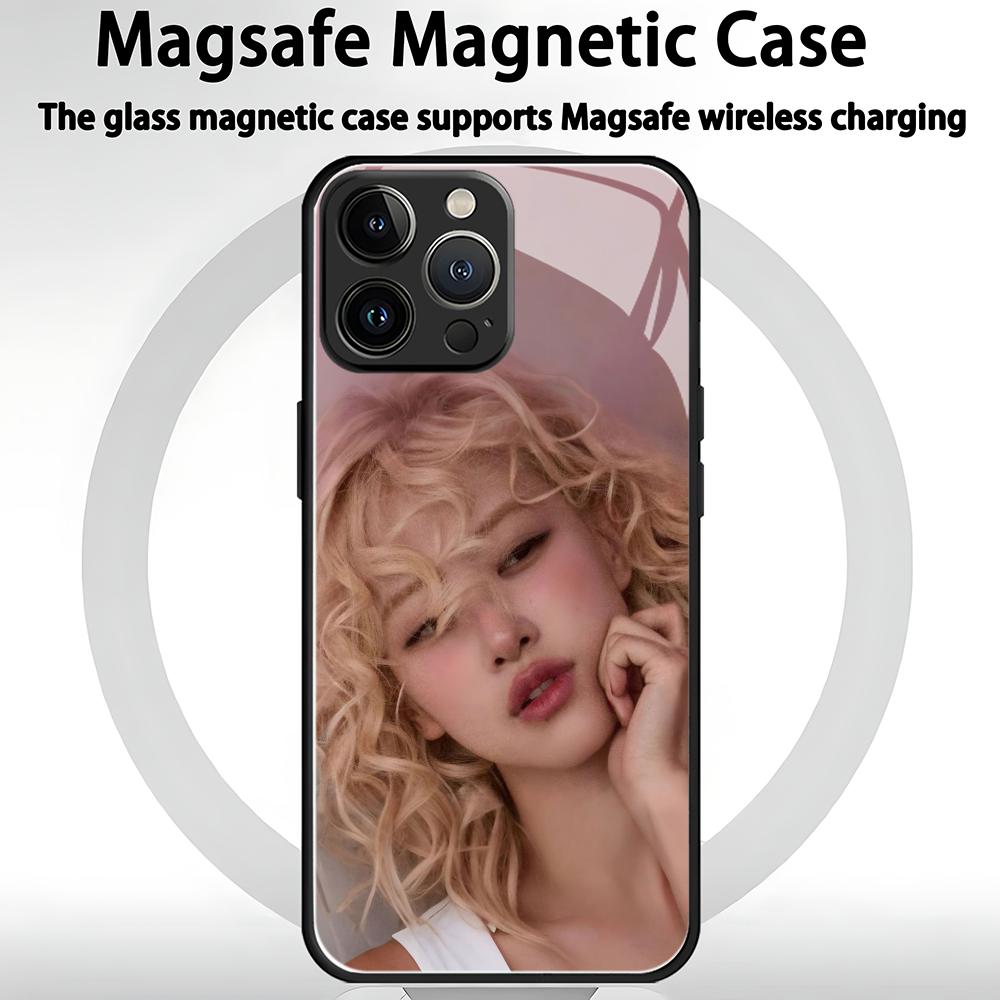 INS R-ROSIES Phone Case For iPhone 17 air 16 e 15 14 13 12 11 Plus Mini Pro Max Glass Magnetic Case