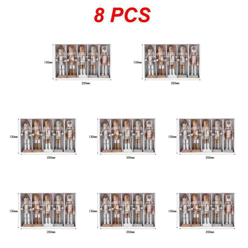1~8PCS Nutcracker Wooden Doll Christmas Nutcracker Figurines Vintage Handcraft Puppet Crafts Festival Creative Ornament Dolls