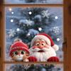 Christmas Window Clings With Cute Santa Cat Snowflake Pattern Removable Self Adhesive For Home Shop Xmas Decoration