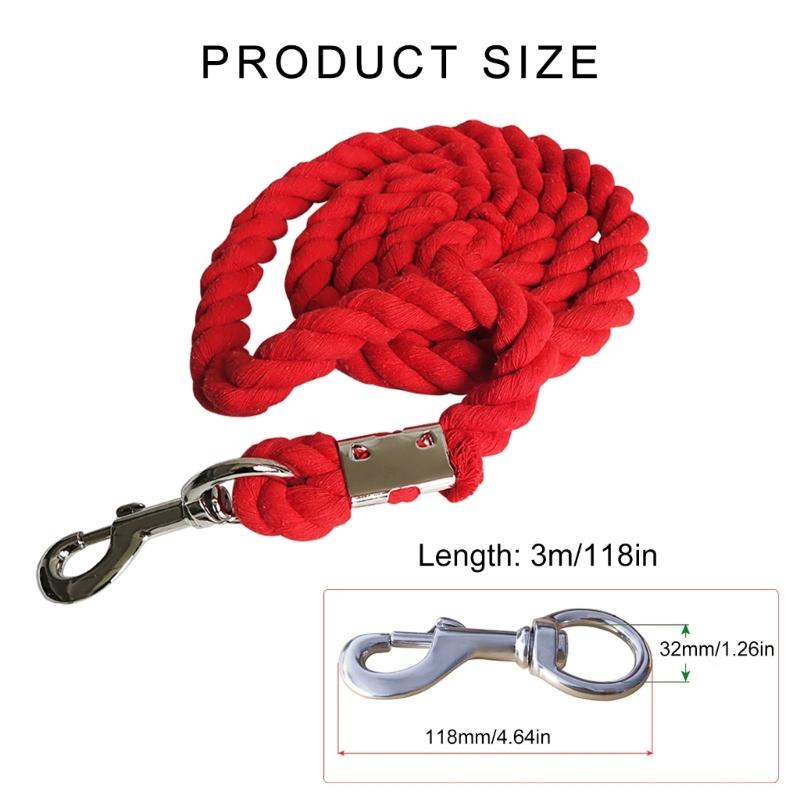 Braided Cotton Horse Leading Rope with Swivel Buckles Heavy Duty Leading Rope Thick Horse Leading Rope Cotton Enduring