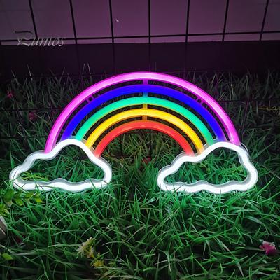 Sinal de néon do arco-íris luz led usb/bateria operado nuvem não gritante arco-íris led luz de néon decoração de arte de parede