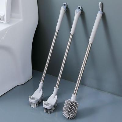 Silicone Toilet Brush with No Dead Corners Household Toilet Utensil Wall Mounted Toilet Brush, Long Handle Extension