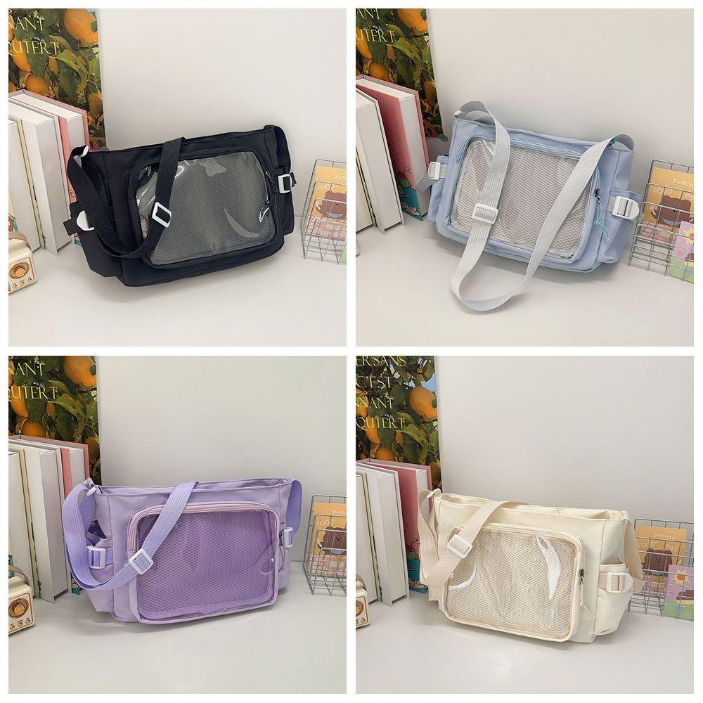 Nylon Transparent Bags Zipper Bag Shoulder Bag Creative Solid Color Itabag  Women