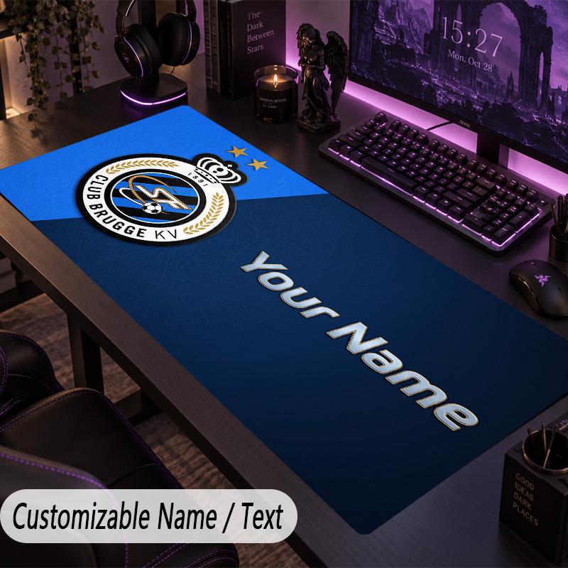 Custom Text Big Mousepad, Extended Desk Pad For Laptop Work GameClub Brugge FC
