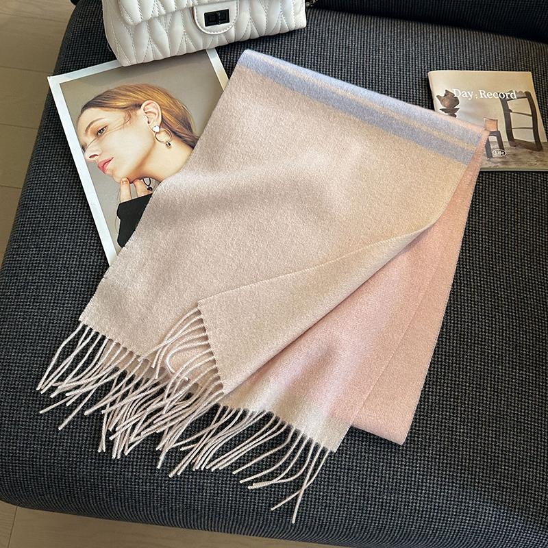 Winter  Wool Scarf For Women Warm Cashmere Scarves Hijab Solid Lady Long Shawl Wrap Female Pashmina Bandana Head Scarf